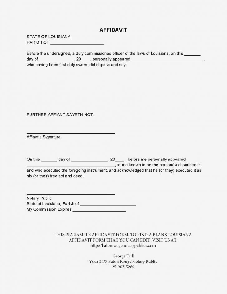 blank louisiana affidavit baton rouge notary publics sample free