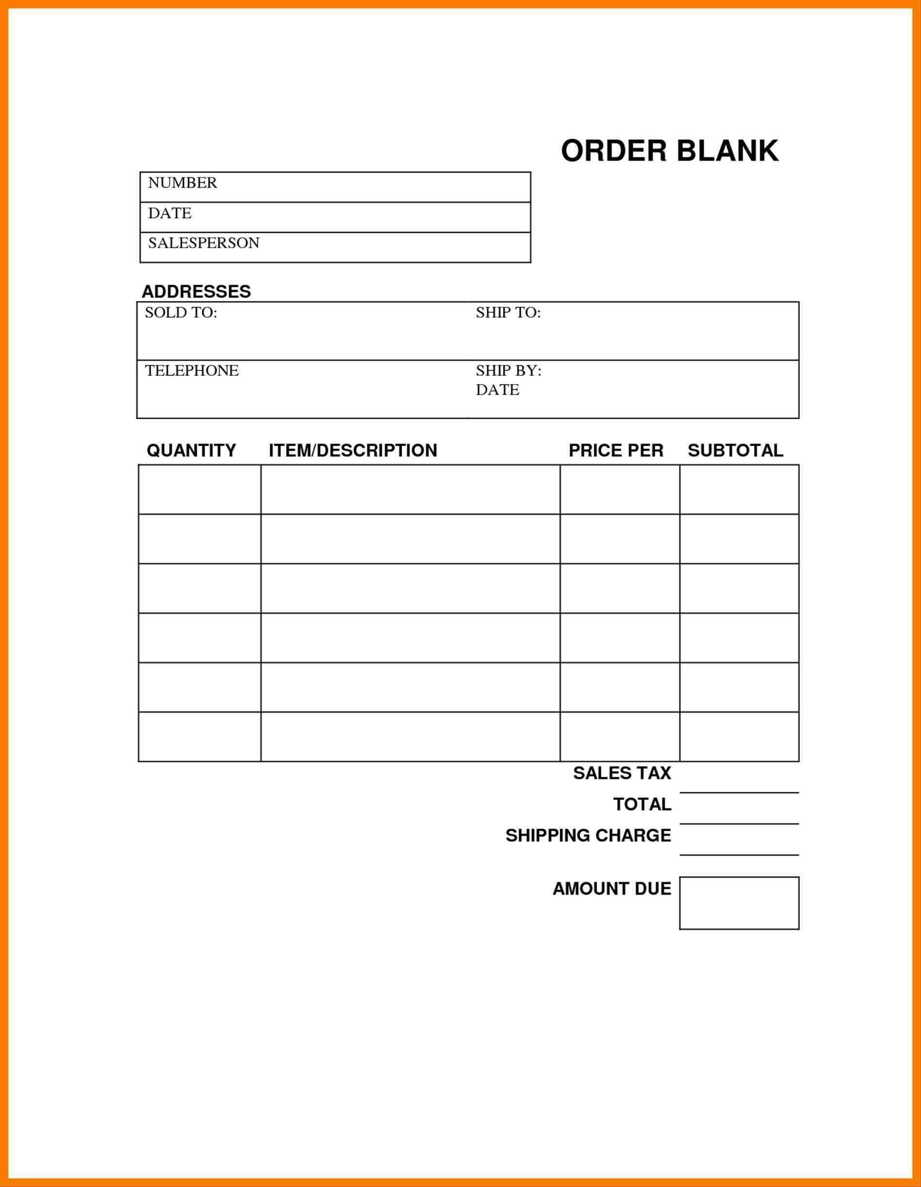 Blank Order Forms Templates Free | Free Tamplate | Order Form - Free Printable Order Forms