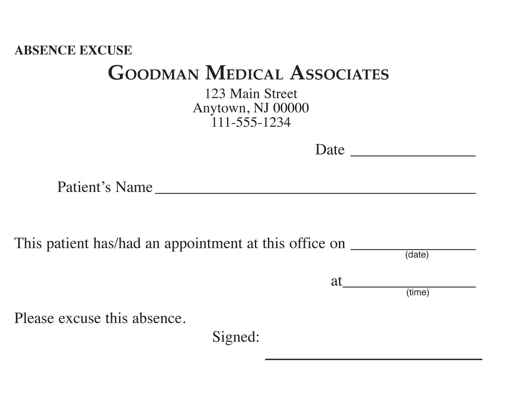 Blank Printable Doctor Excuse Form | Keskes Printing - Mds - Free Printable Doctor Excuse Notes