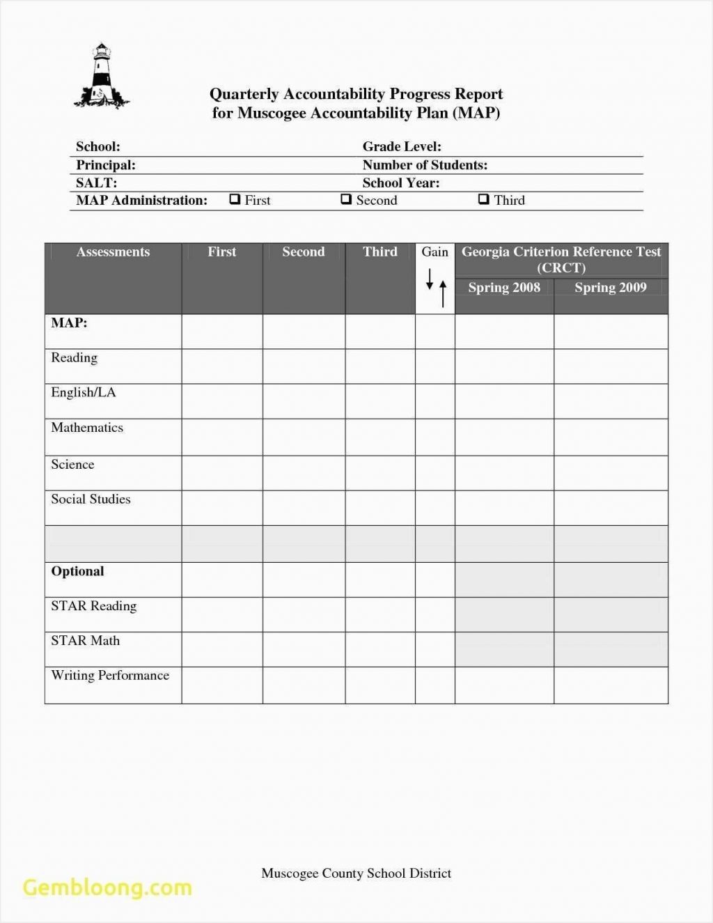 Blank Report Card Mplate Student Free Printable Elementary Mplates - Free Printable Report Cards