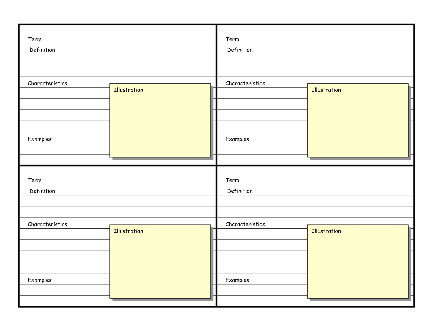 Blank Vocabulary Card Template | Frayer Models | Vocabulary Cards - Free Printable Blank Index Cards