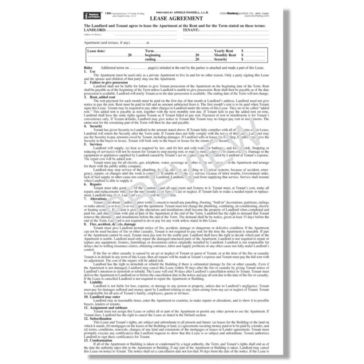 Free Printable Lease Agreement Ny