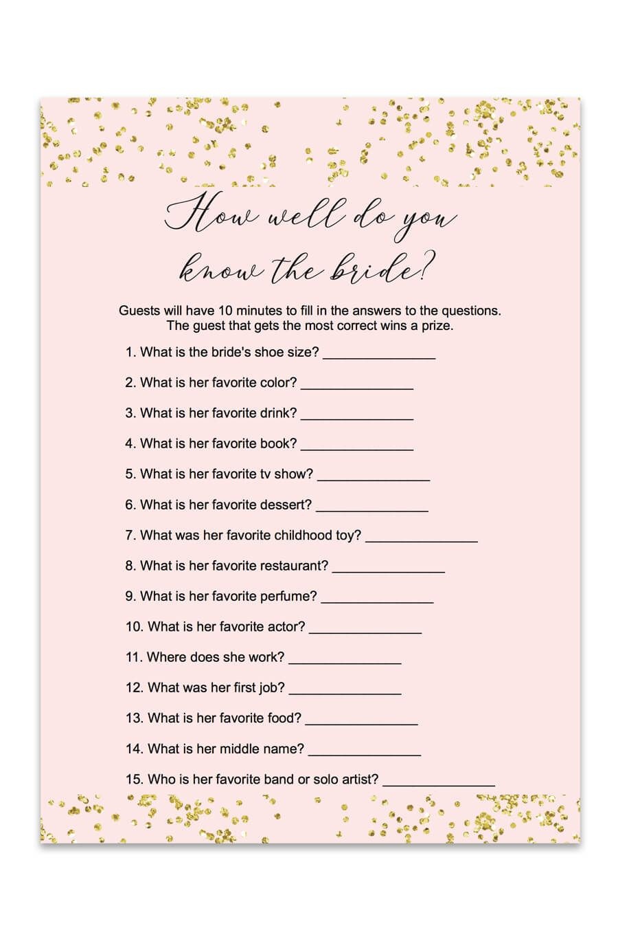 Blush And Confetti How Well Do You Know The Bride Game | Love&amp;lt;3 - How Well Do You Know The Bride Game Free Printable