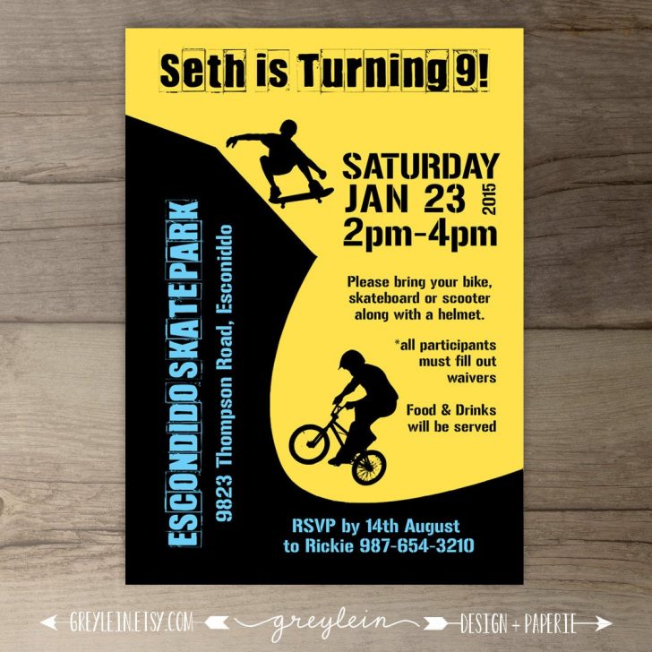 Free Printable Skateboard Birthday Party Invitations