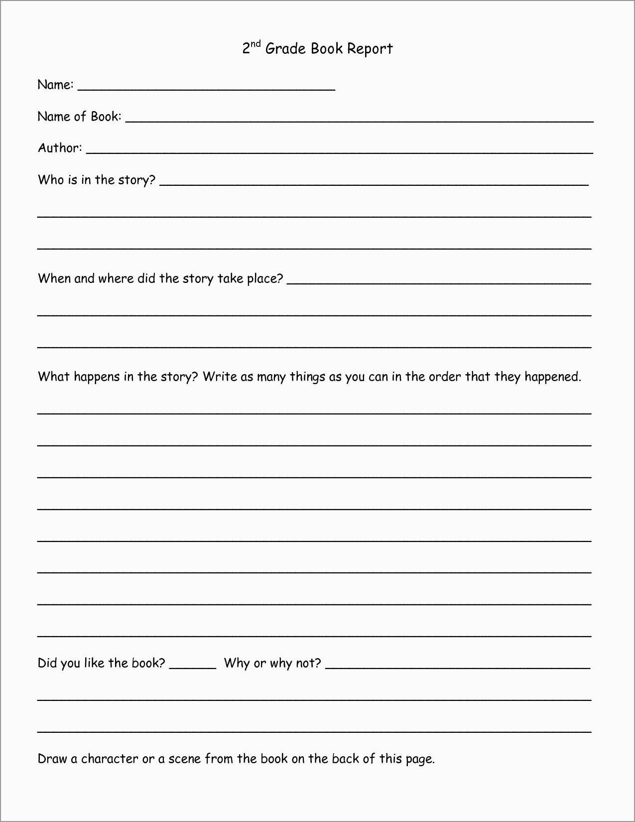 Book Report Template 2Nd Grade Free New 8 Best Of 2Nd Grade Book - Free Printable Book Report Forms For Second Grade