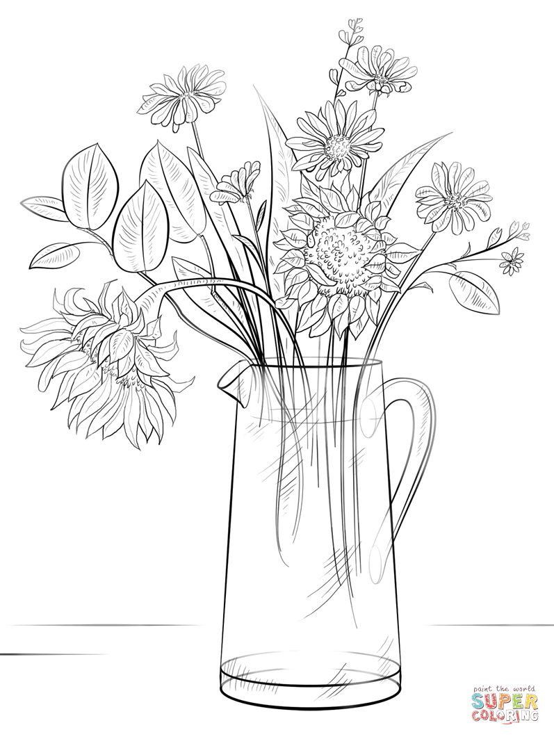 Bouquet Of Flowers Coloring Page | Free Printable Coloring Pages - Free Printable Flower Coloring Pages