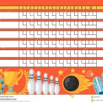 Bowling Score Sheet. Blank Template Scoreboard With Game Objects   Free Printable Bowling Score Sheets