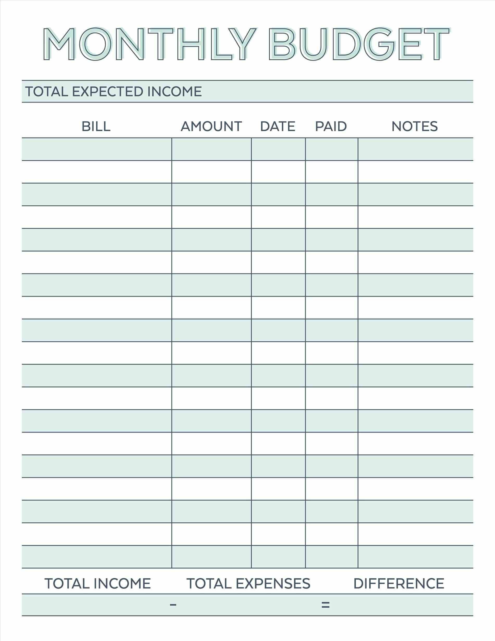 Budget Planner Planner Worksheet Monthly Bills Template Free - Free Printable Spreadsheet