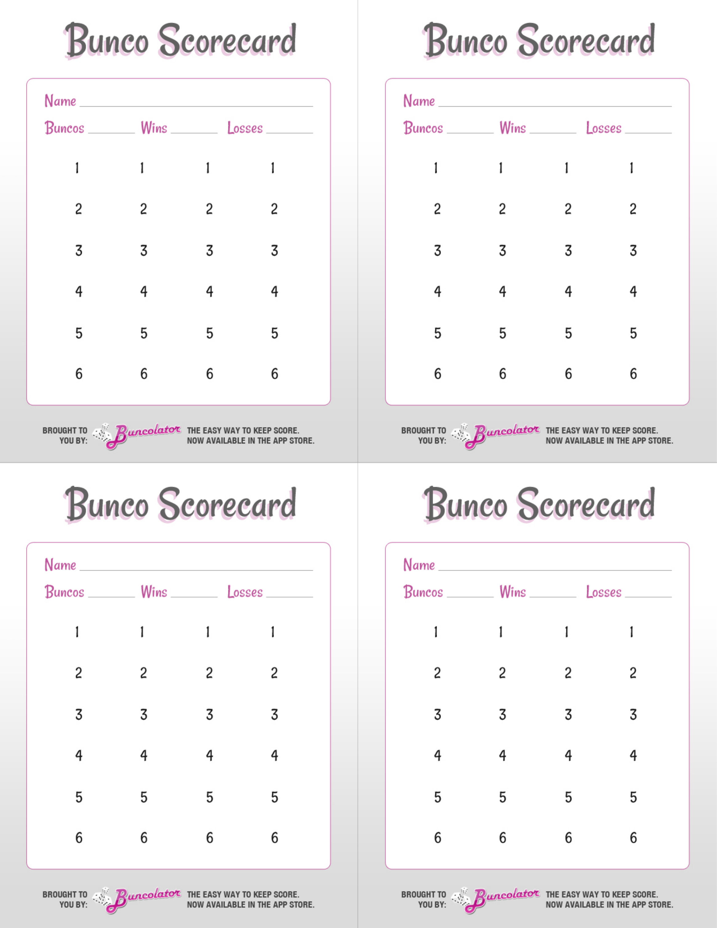 Bunco Score Sheets Template. Bunco Score Sheets Template Images - Printable Bunco Score Cards Free