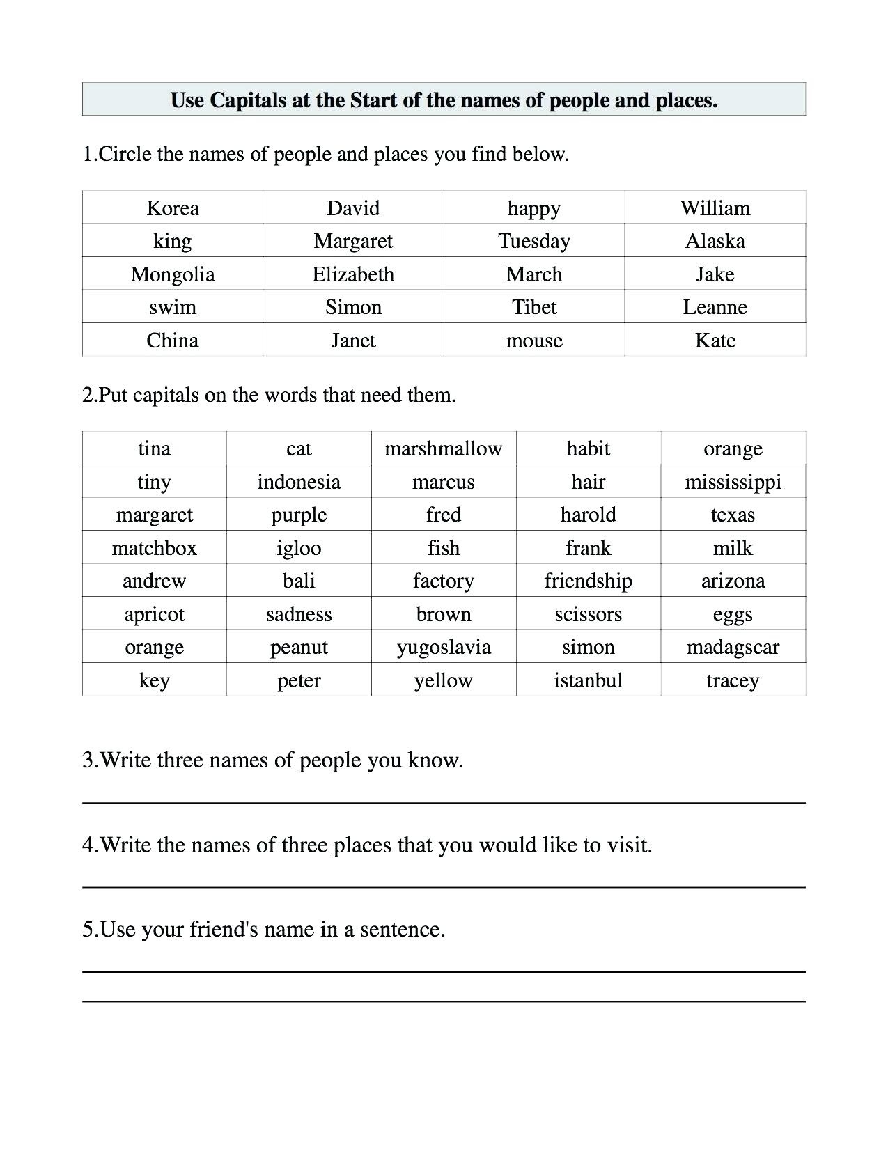 Capitalization Worksheets 4Th Grade – Karyaqq.club - Free Printable Worksheets For Punctuation And Capitalization