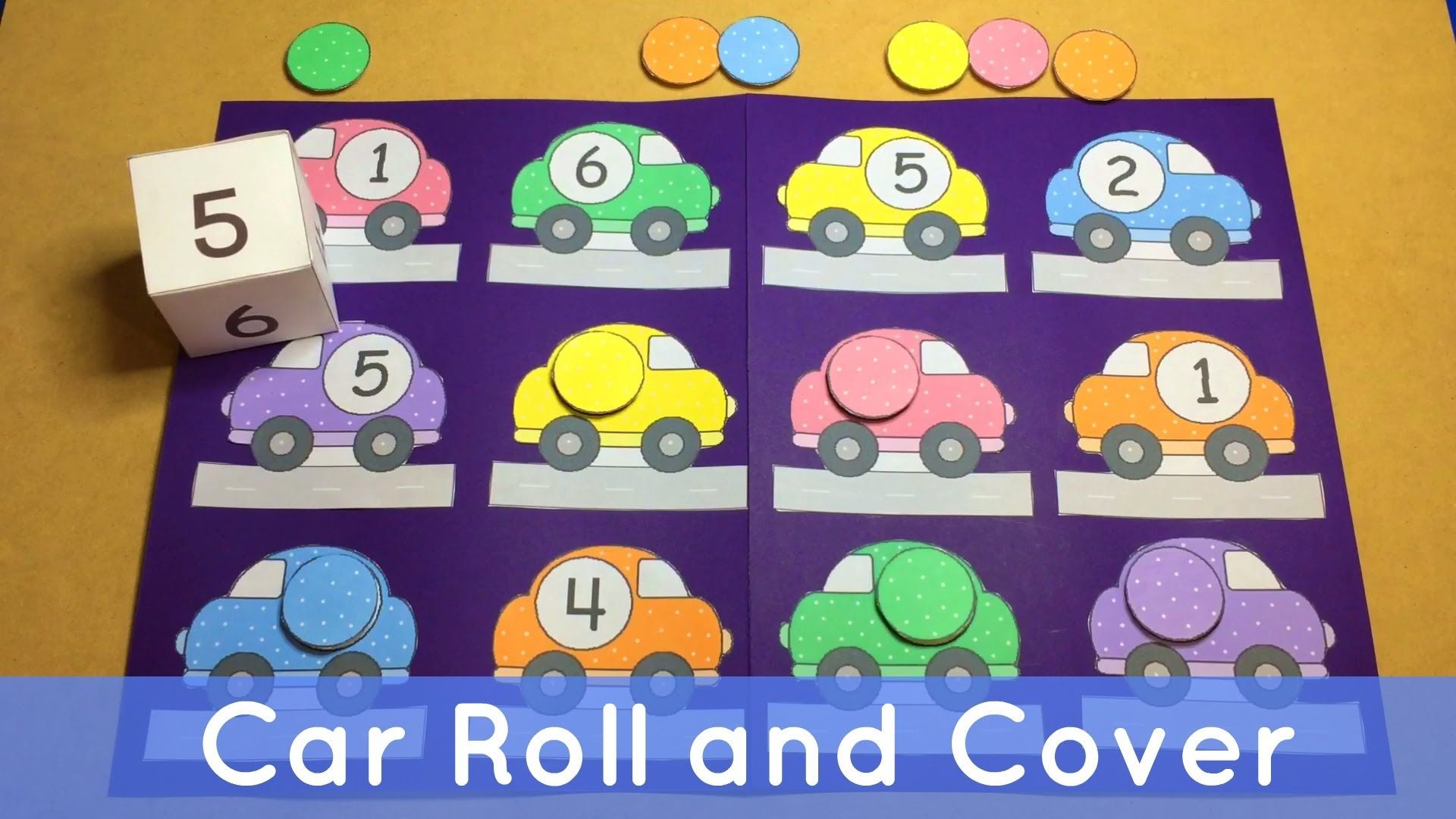 Car Roll And Cover - Preschool File Folder Game For Math Centers - Free Printable Math File Folder Games For Preschoolers