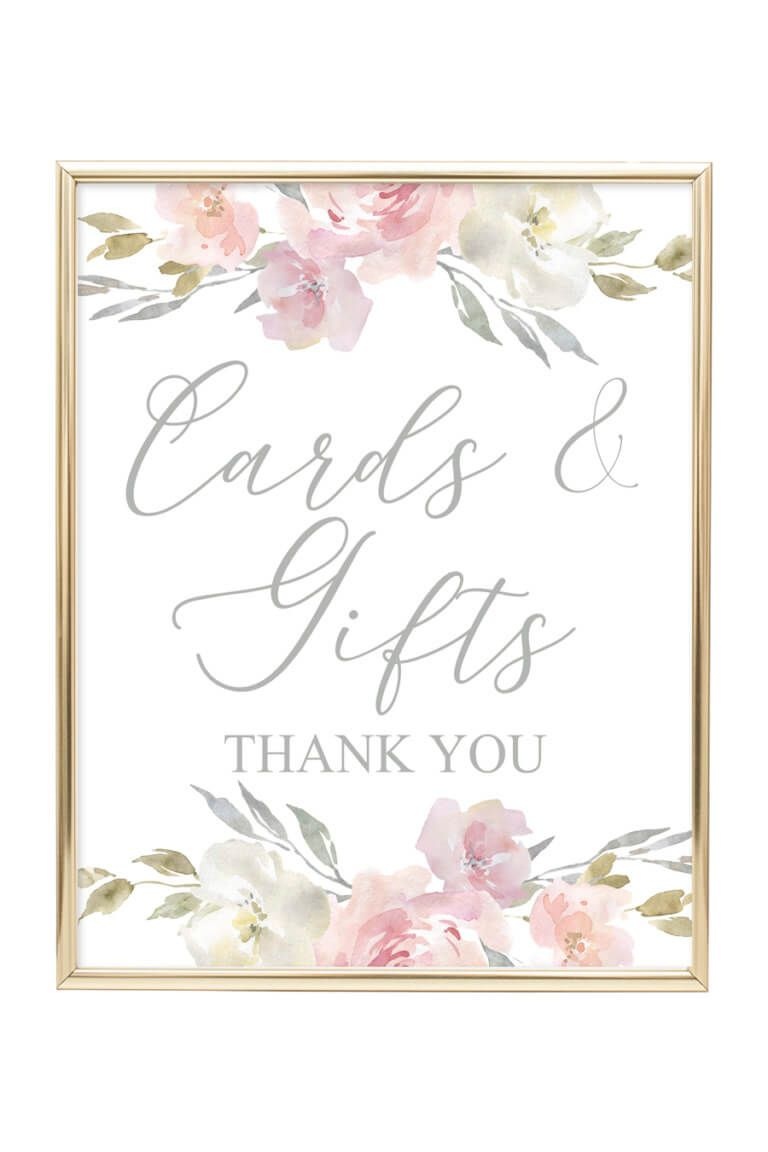 Cards &amp;amp; Gifts Printable Sign (Blush Floral | Wedding Decor Ideas - Cards Sign Free Printable