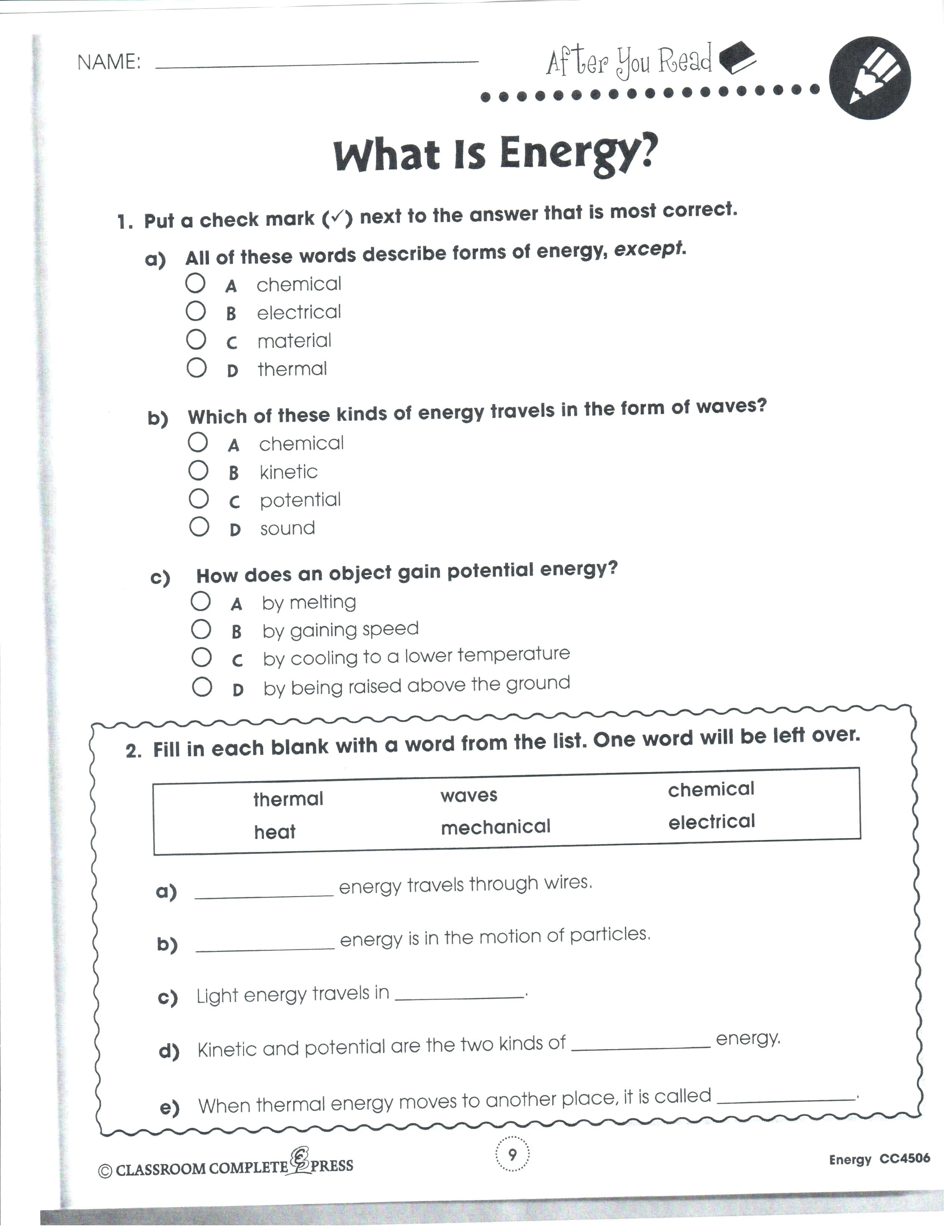 Printable Act Practice Questions Science