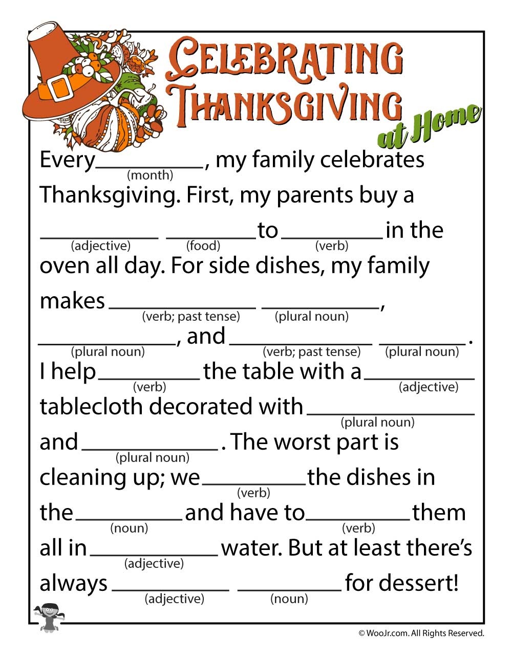 Printable Thanksgiving Mad Libs For Kids Tooth the Movie
