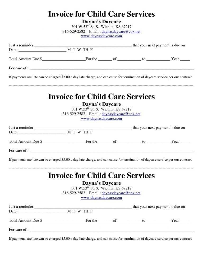 child care receiptinvoice jordi preschool invoice