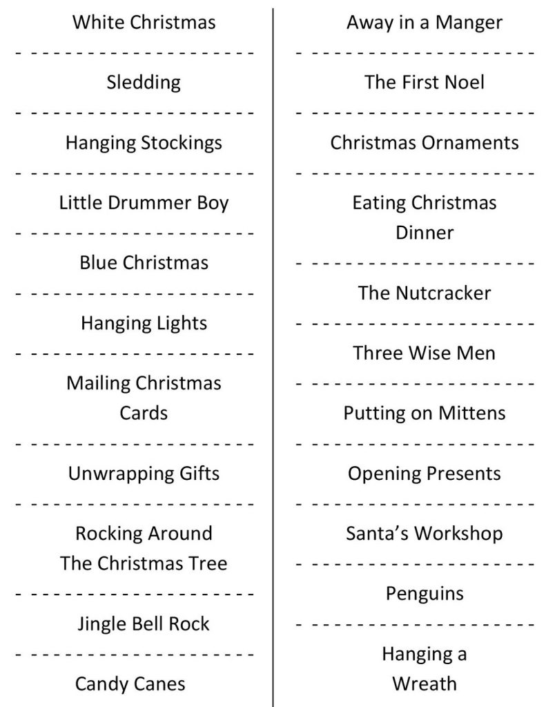Christmas Charades Free Printable Party Game Free Printable 