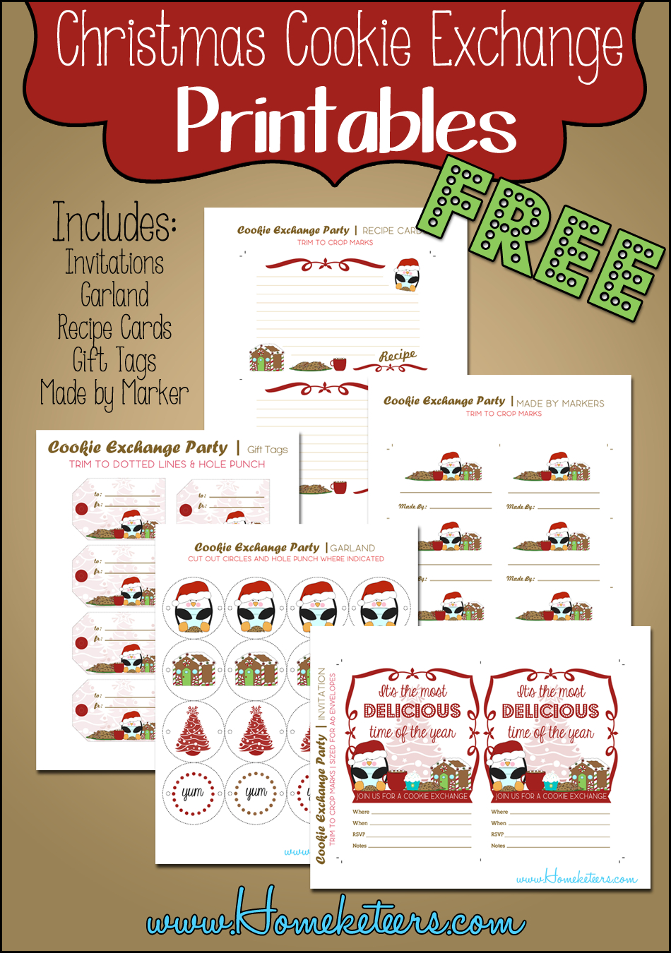 Christmas Cookie Exchange ~ Free Printables | Hoa Committee Ideas - Free Christmas Cookie Exchange Printable Invitation