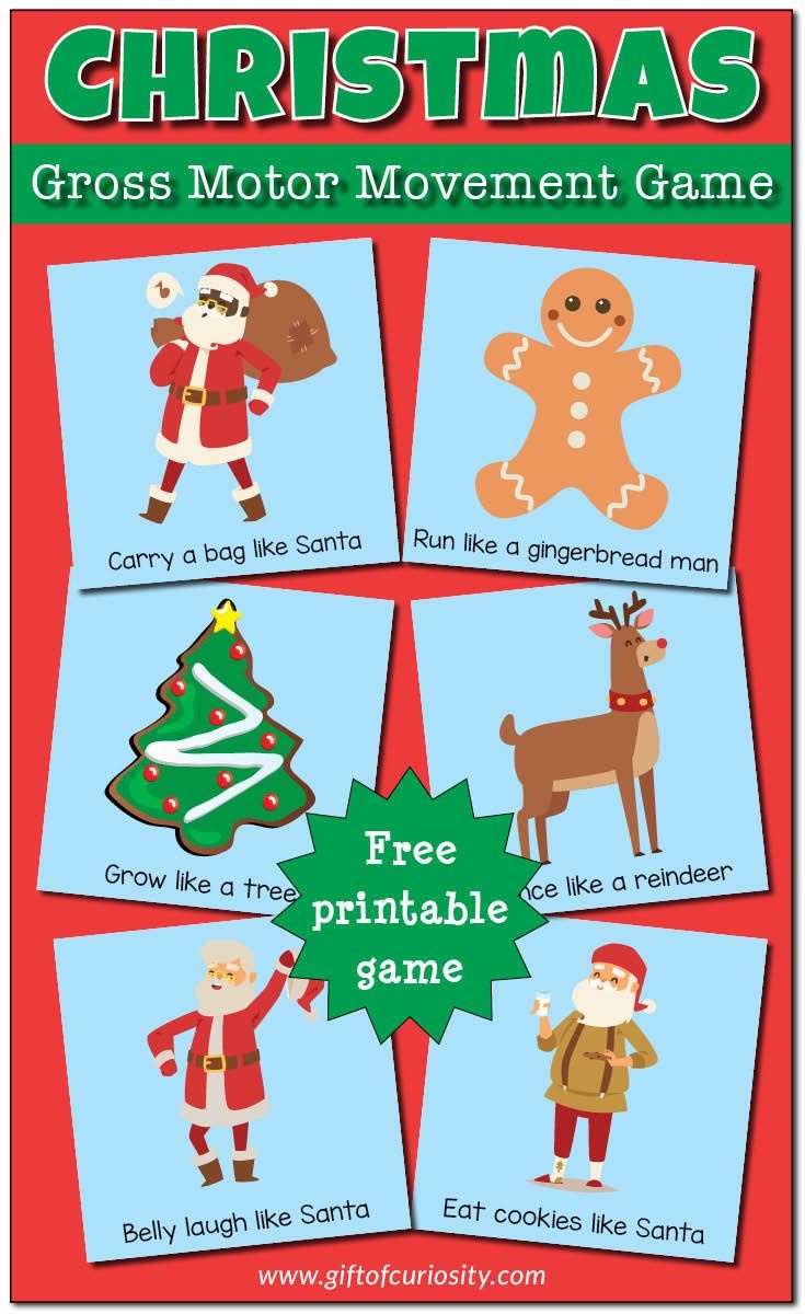 Christmas Gross Motor Movement Game {Free Printable} | Free - Free Printable Christmas Games For Preschoolers