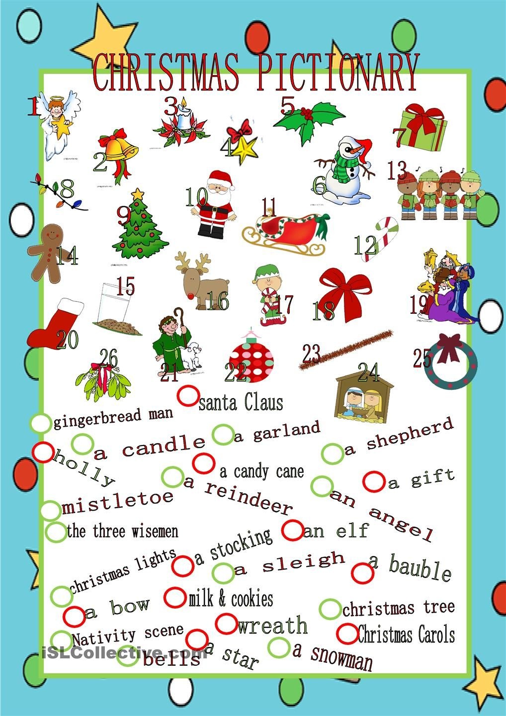 Christmas Pictionary | Christmas Party Games &amp;amp; Food | English - Free Printable Christmas Pictionary Words