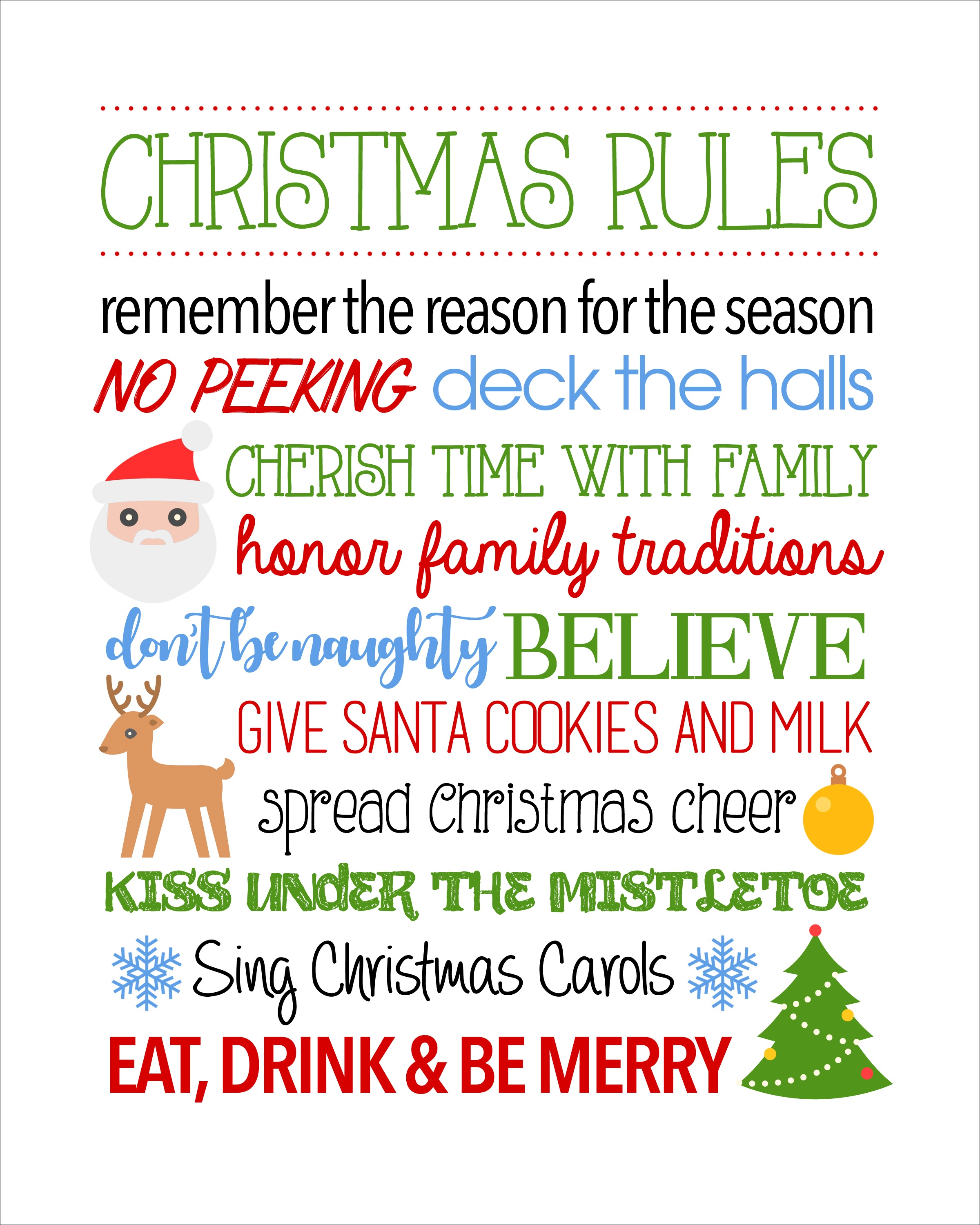 Christmas Rules Free Printable - Christmas Rules Sign - Free Printable Christmas Pictures