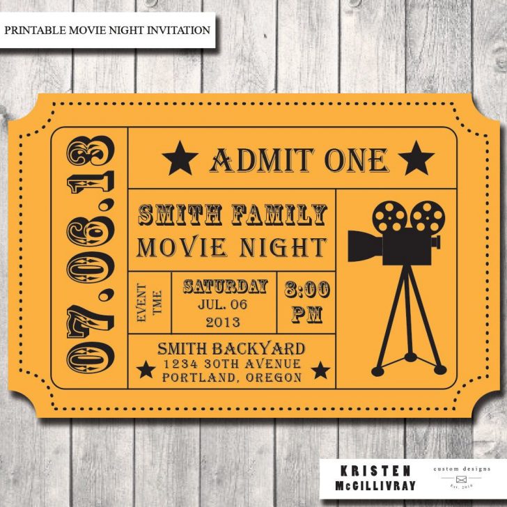 Free Printable Movie Ticket Birthday Party Invitations
