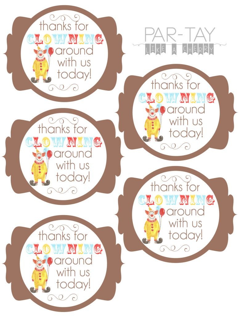 Circus Party Favor Tags | Party Like A Cherry | Circus Party Favors - Birthday Party Favor Tags Printable Free