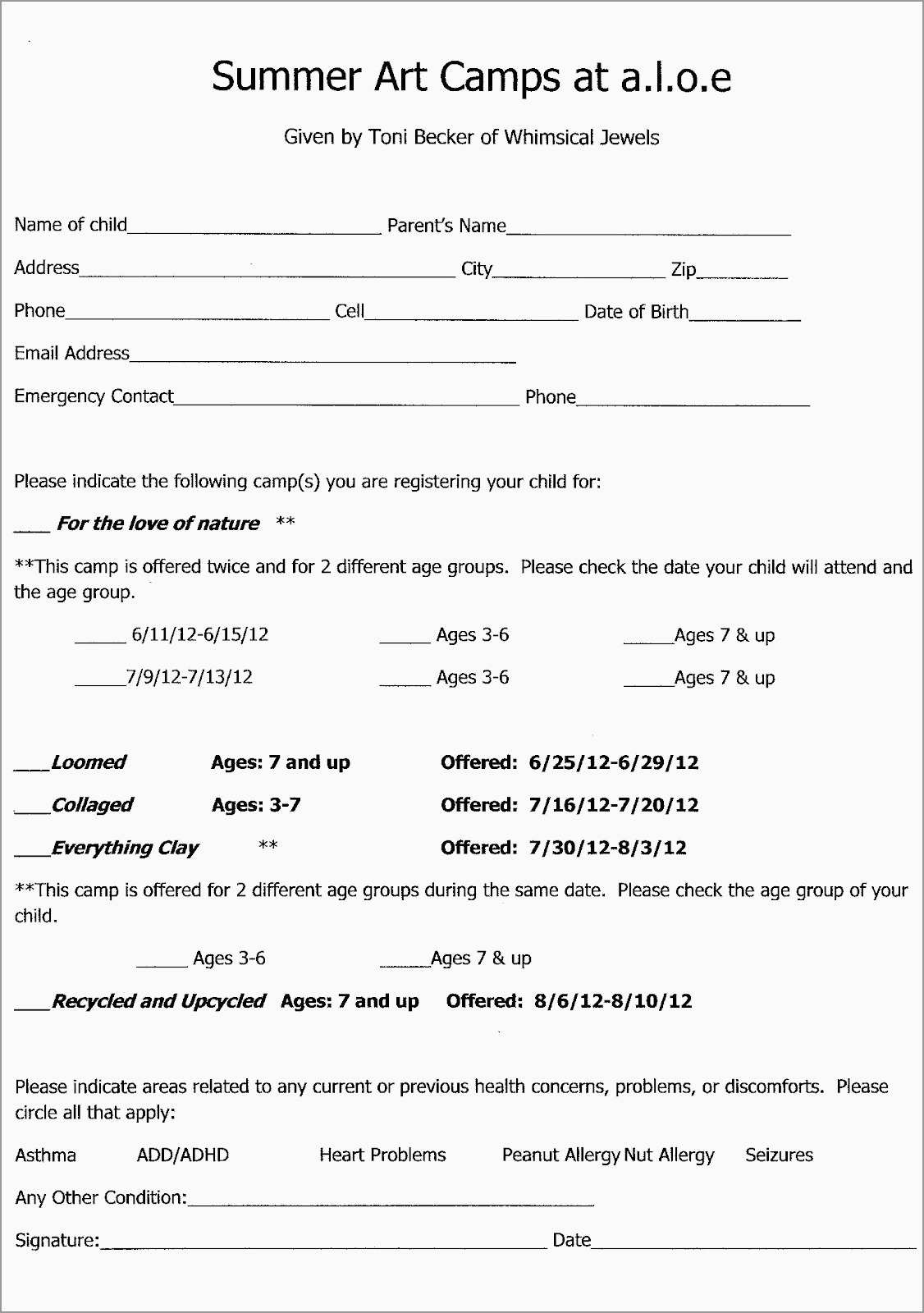 Class Registration Form Template Free Pleasant Course Registration - Free Printable Summer Camp Registration Forms