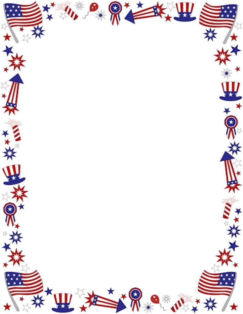 Clipart+4Th+Of+July+Borders | Coloring Pages | 4Th Of July Clipart - Free Printable 4Th Of July Stationery