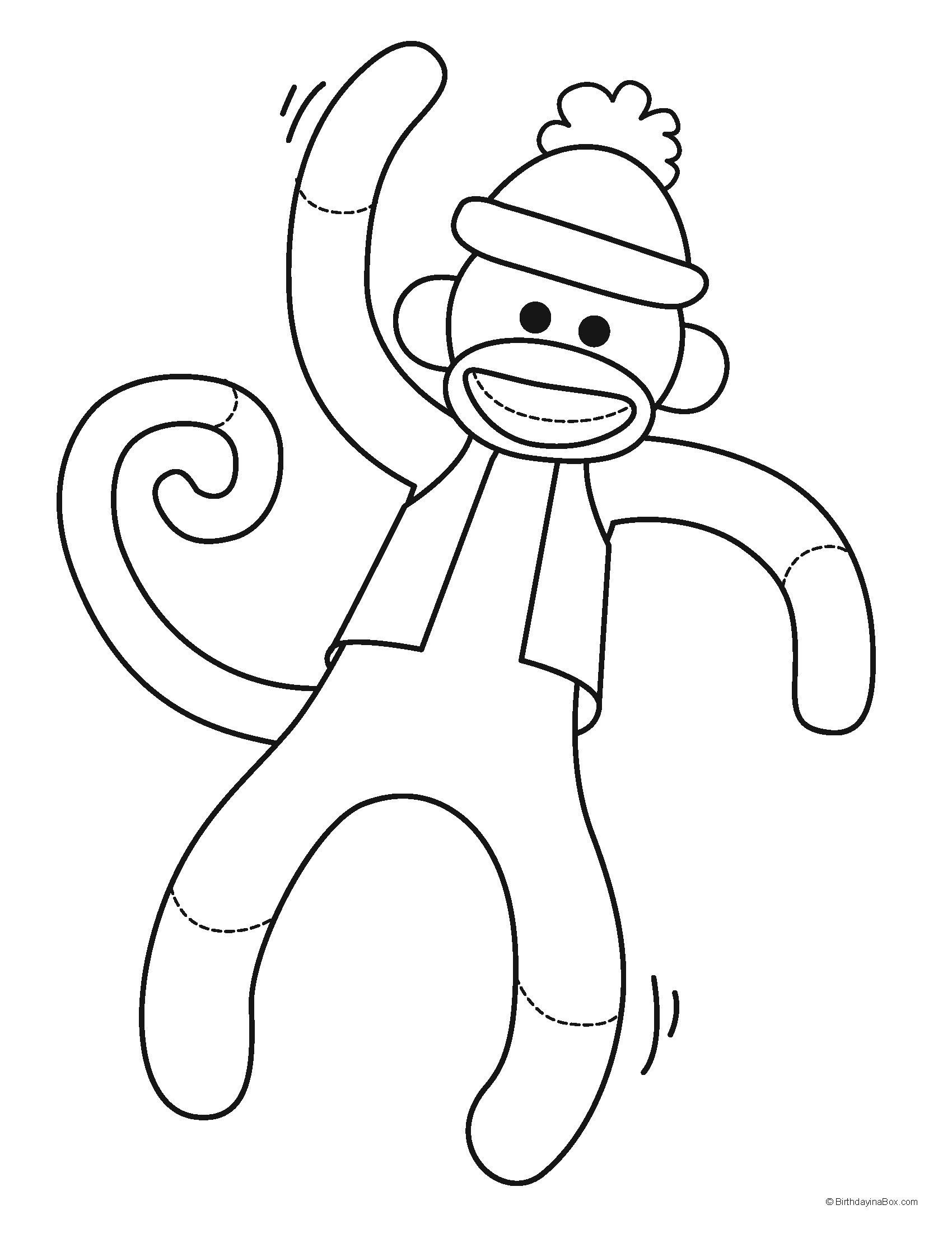 Coloring Page | Kid&amp;#039;s Birthday Ideas | Sock Monkey Party, Sock - Free Printable Sock Monkey Pictures