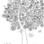 Coloring Page World   Tree Coloring Page With Flowers And   Tree Coloring Pages Free Printable