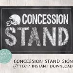 Concession Stand 11X17 Printable Sign Instant Download    Chalkboard  Football Designbeth Kruse Custom Creations   Free Concessions Printable