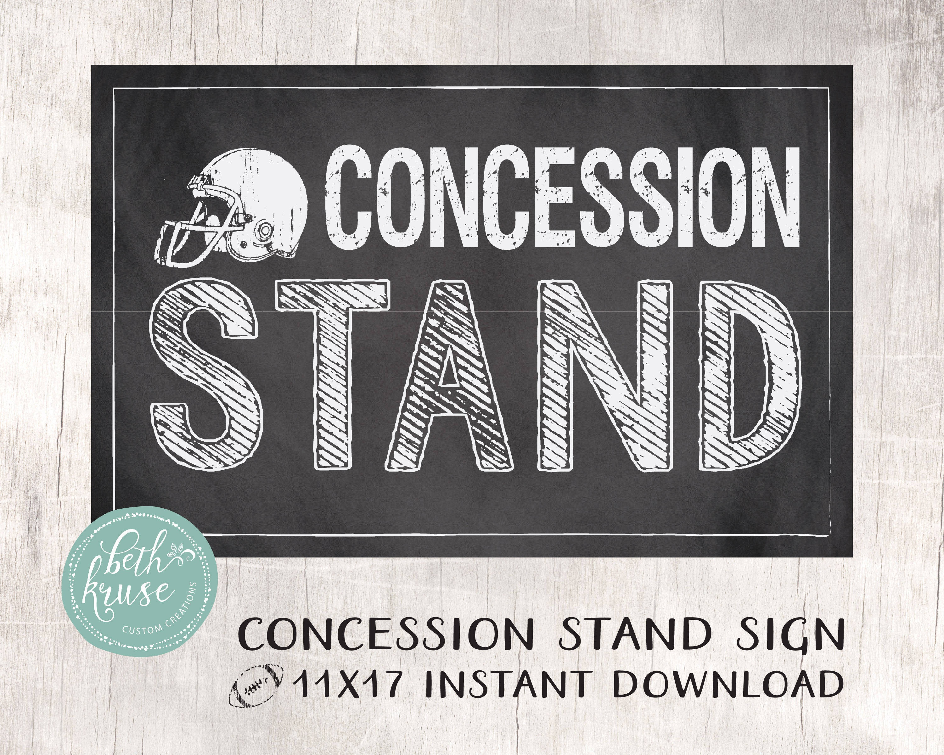 Concession Stand 11X17 Printable Sign Instant Download Chalkboard