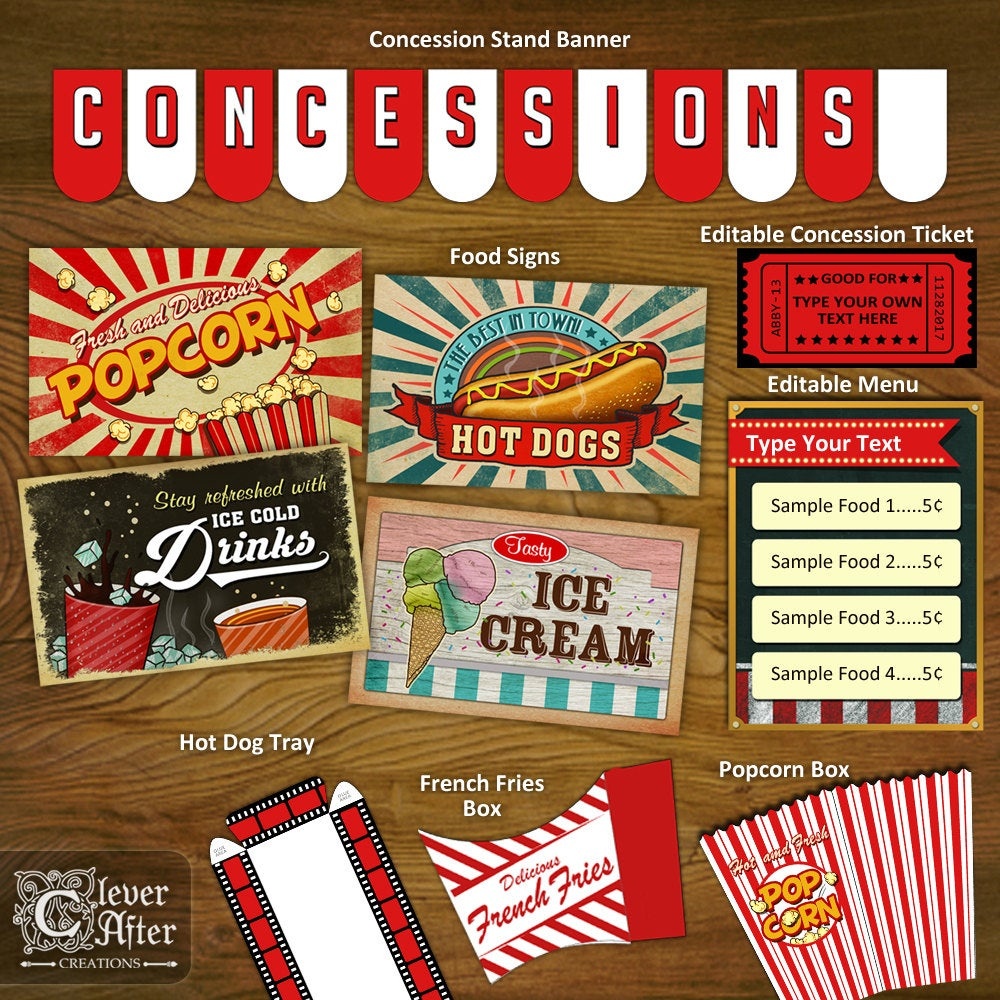 Free Concession Stand Printables