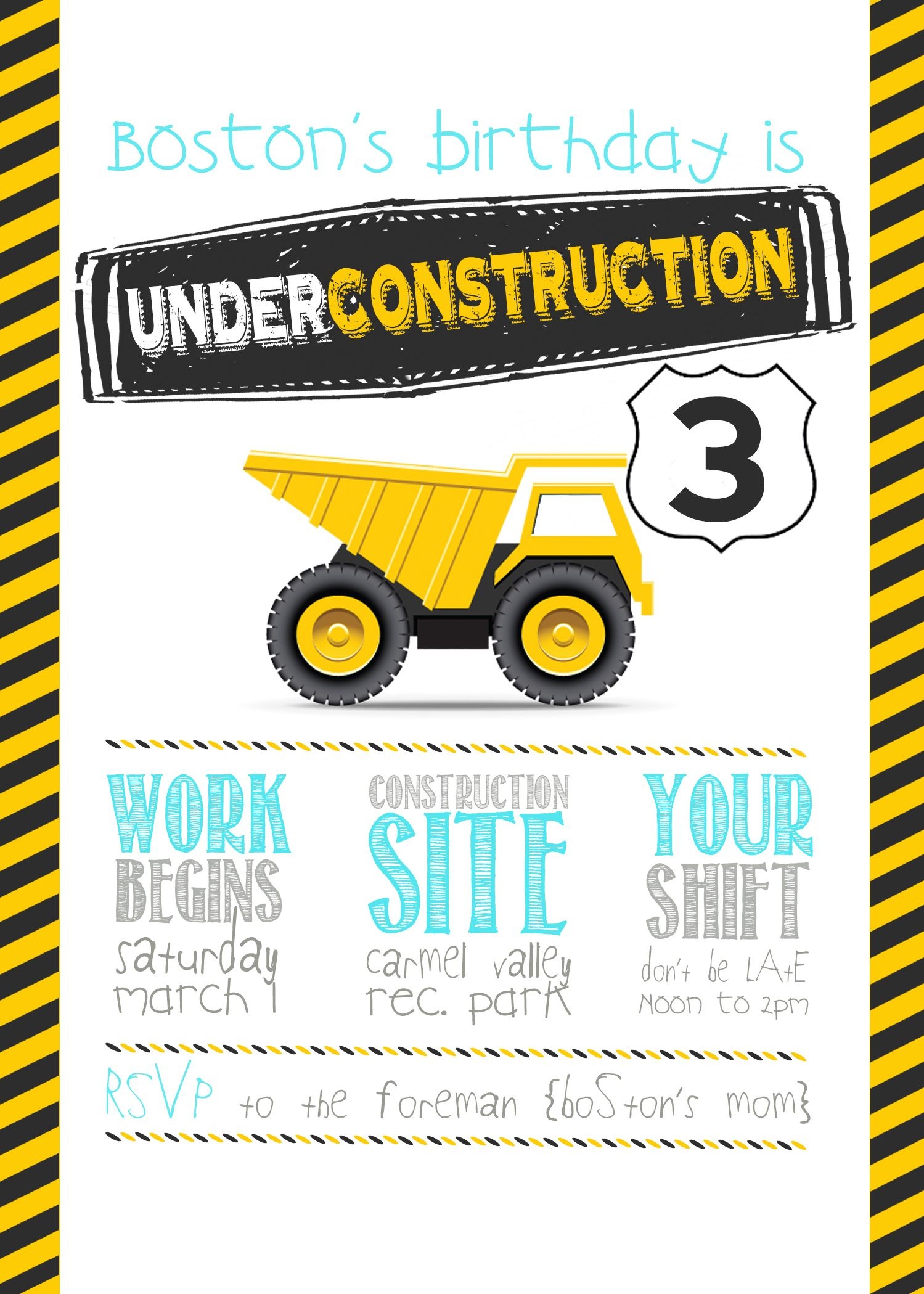 Construction Birthday Party With Free Printable Birthday Party - Free Printable Construction Invitations