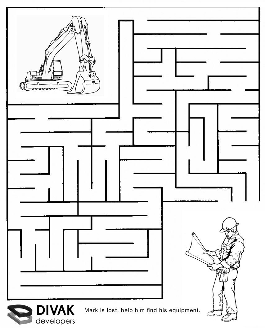 Construction Maze | Summer Camp Construction | Mazes For Kids, Mazes - Free Printable Mazes For Kids