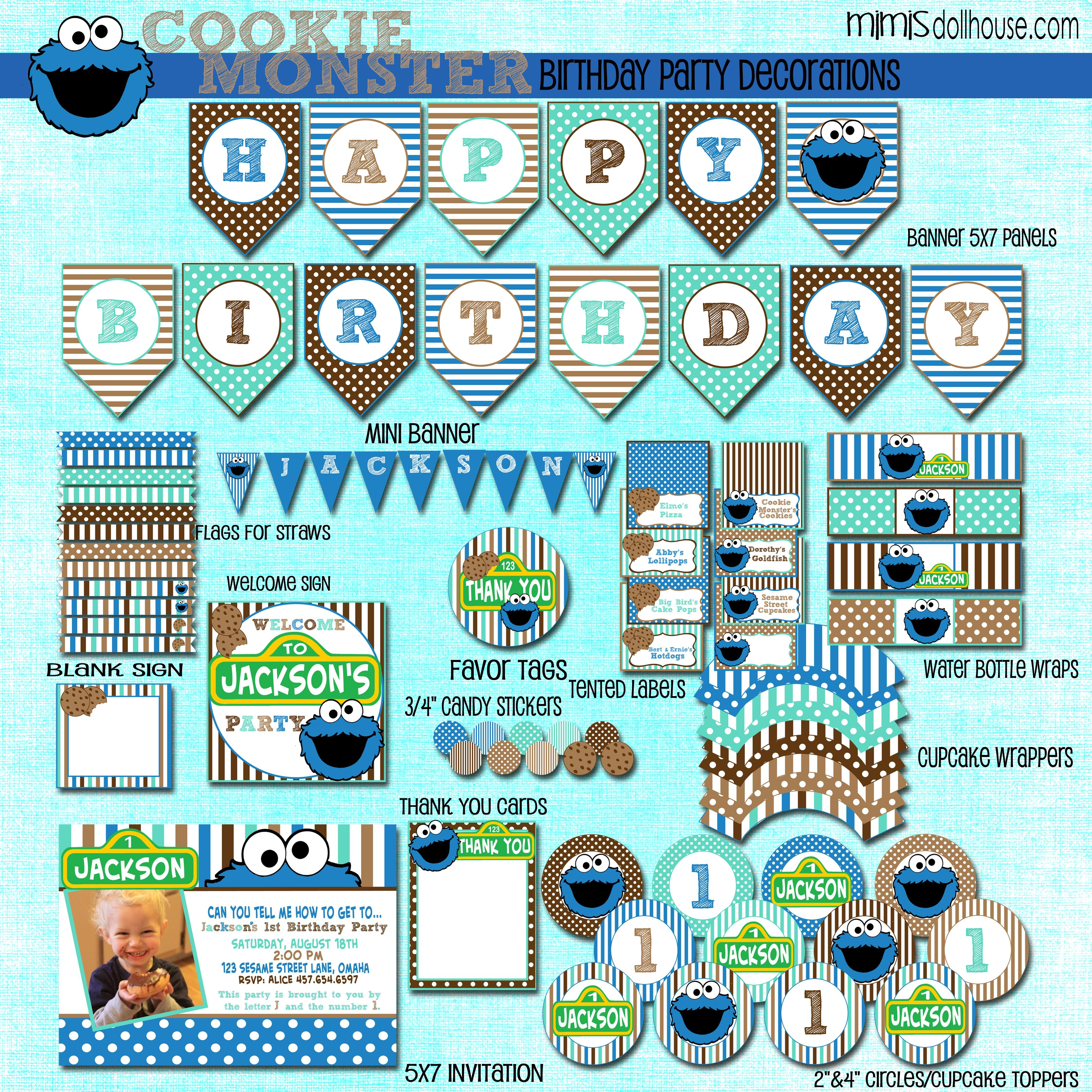 Cookie Monster Themed Birthday Party | Cookie Monster Display File - Free Printable Cookie Monster Birthday Invitations