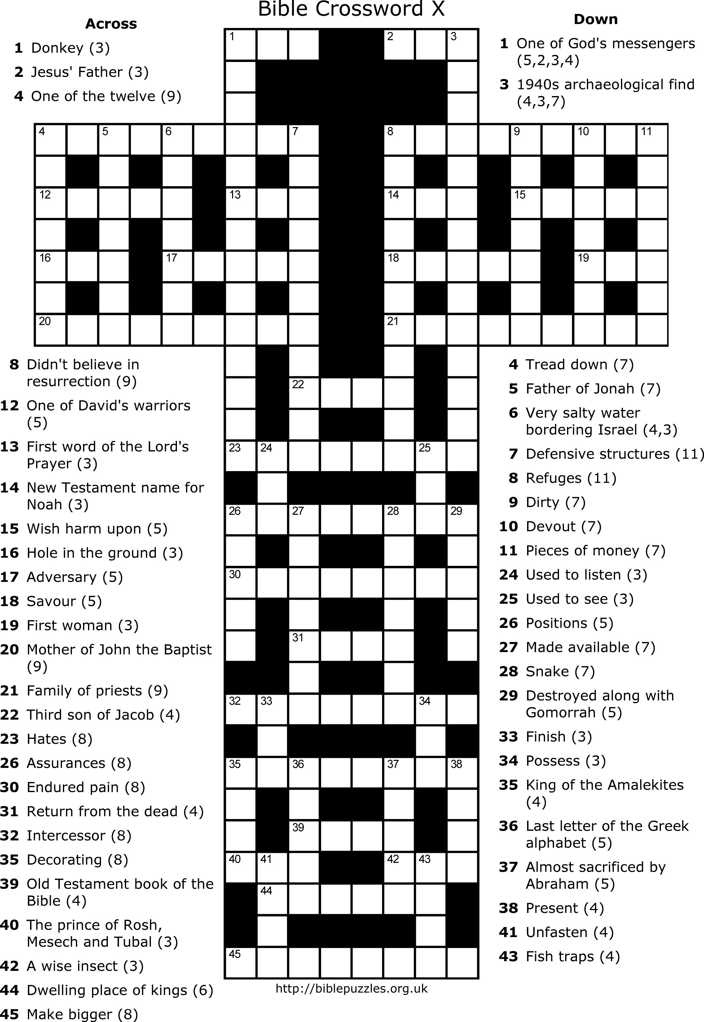 Free Printable Sunday School Crossword Puzzles Free Printable A To Z