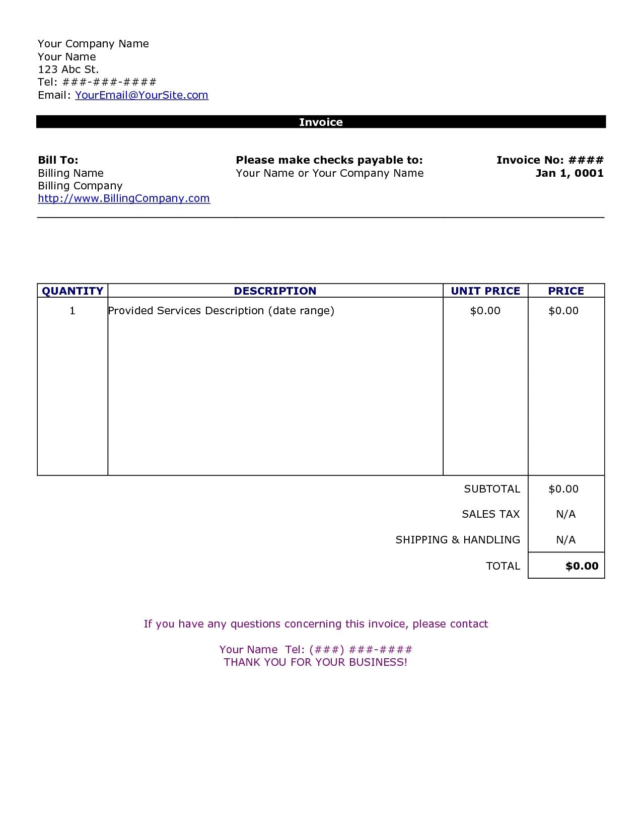 invoice templates printable free word doc free printable