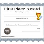 Customizable Printable Certificates | First Place Award Printable   Free Printable Halloween Award Certificates