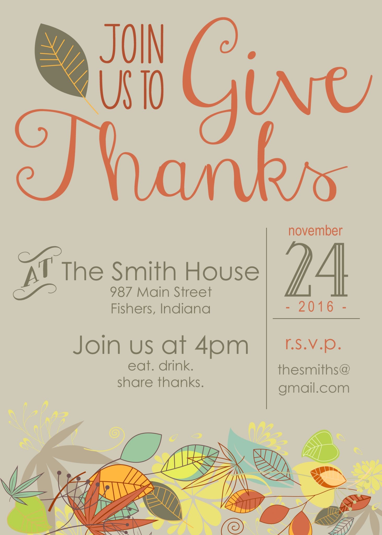 Customizable Thanksgiving Invitation | Free Printable - Free Printable Thanksgiving Dinner Invitation Templates
