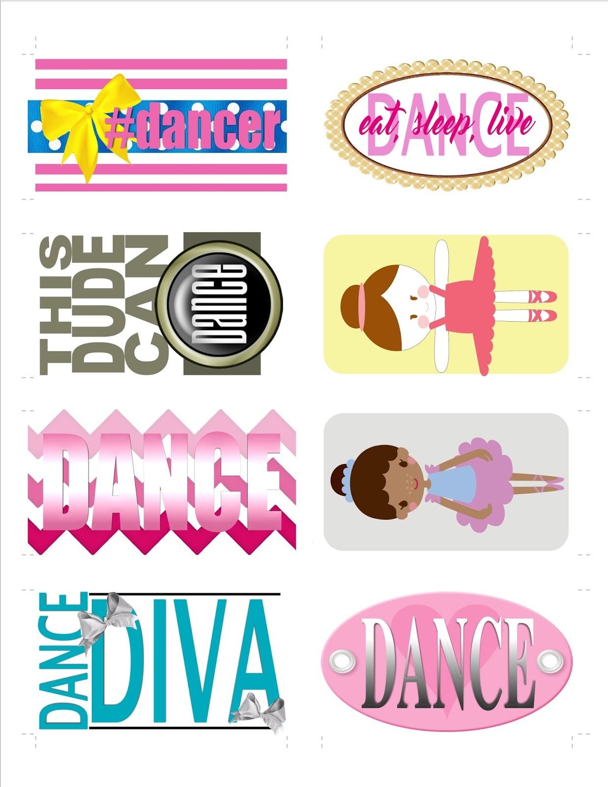 Dance Recital Gift Or Favor, Dance Themed Bag Tags..free Printable - Free Printable Dance Recital Cards
