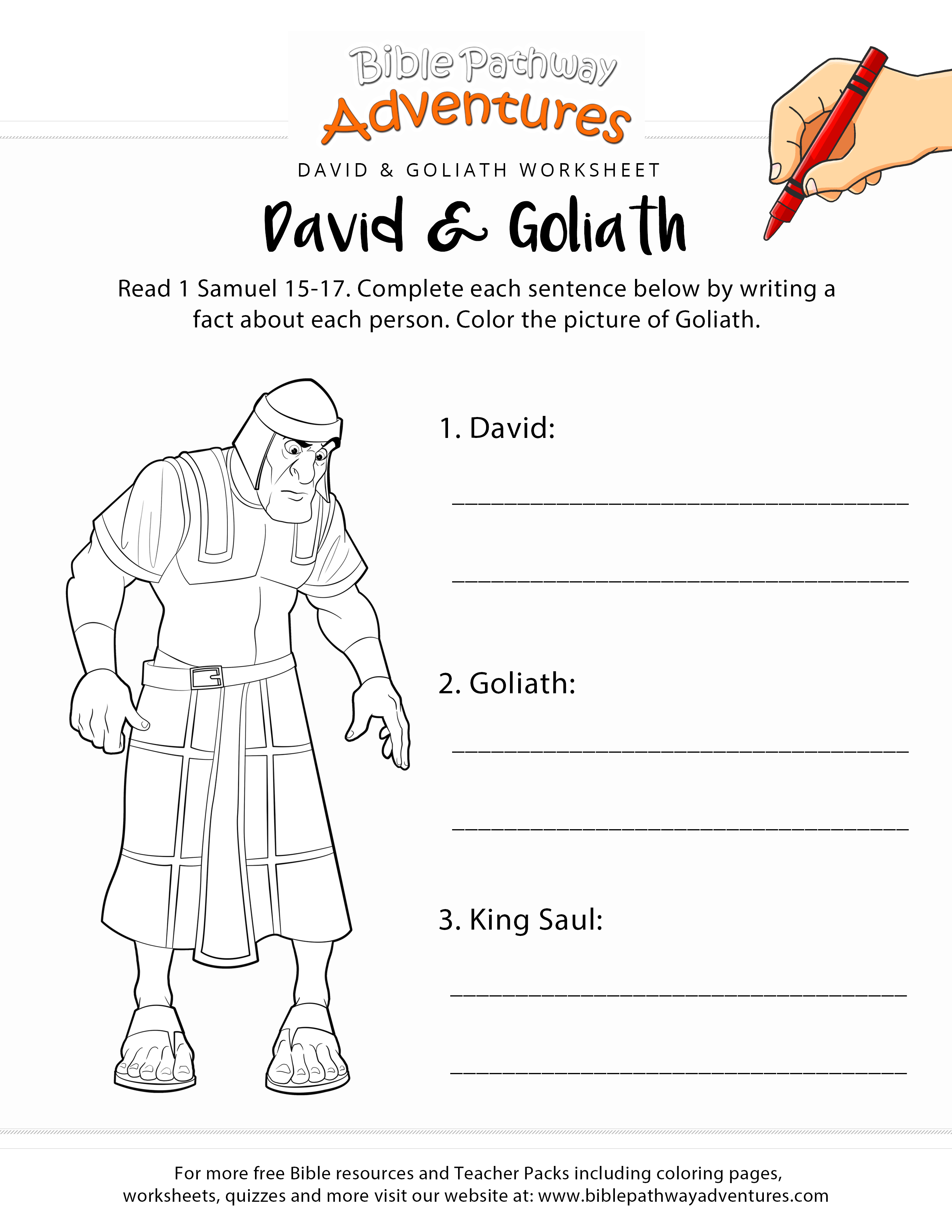 David And Goliath Worksheet &amp;amp; Coloring Page | Noah Ark Ideas | Bible - Free Printable Bible Stories For Youth