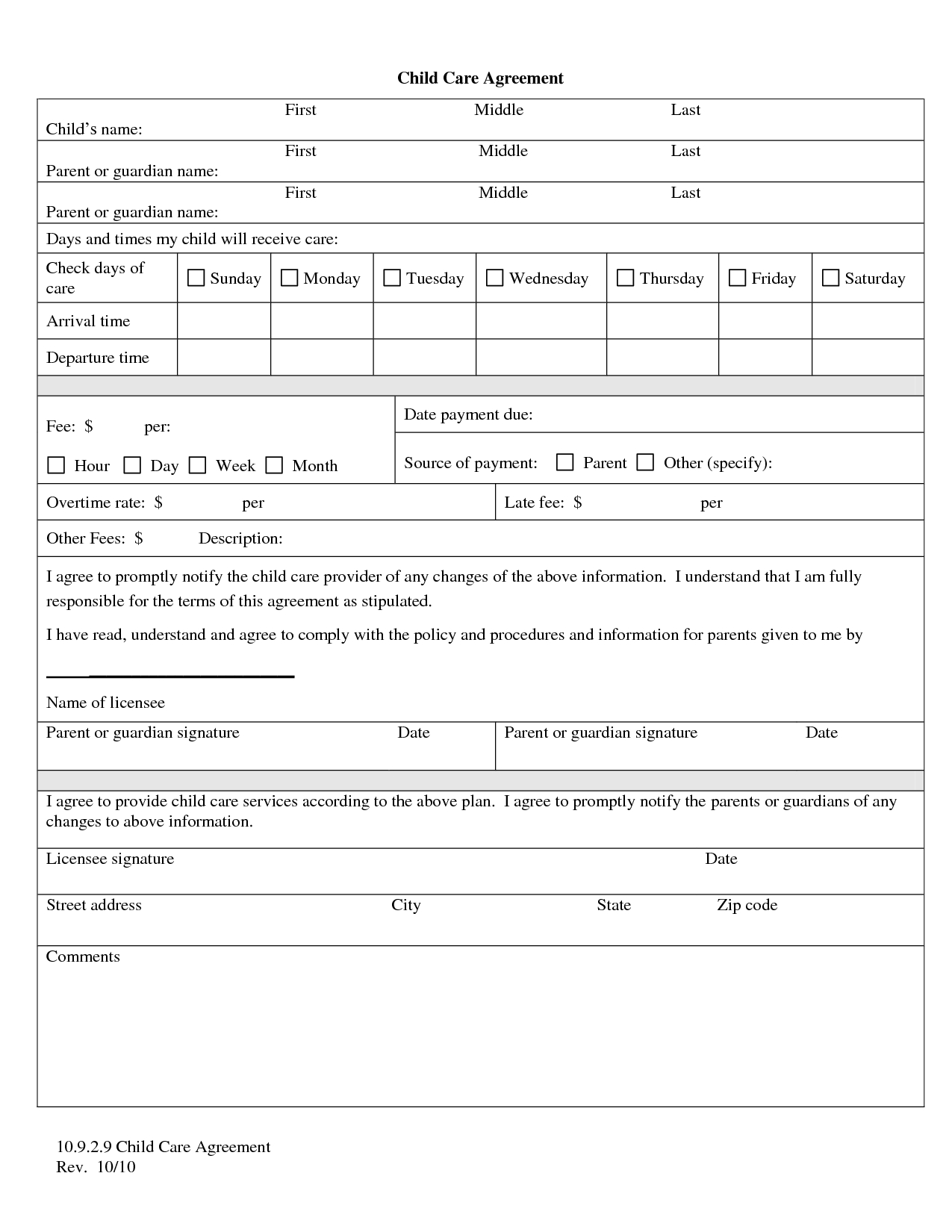 Daycare+Forms | Forms Daycare Provider Forms Free Sample Daycare - Free Printable Daycare Forms For Parents