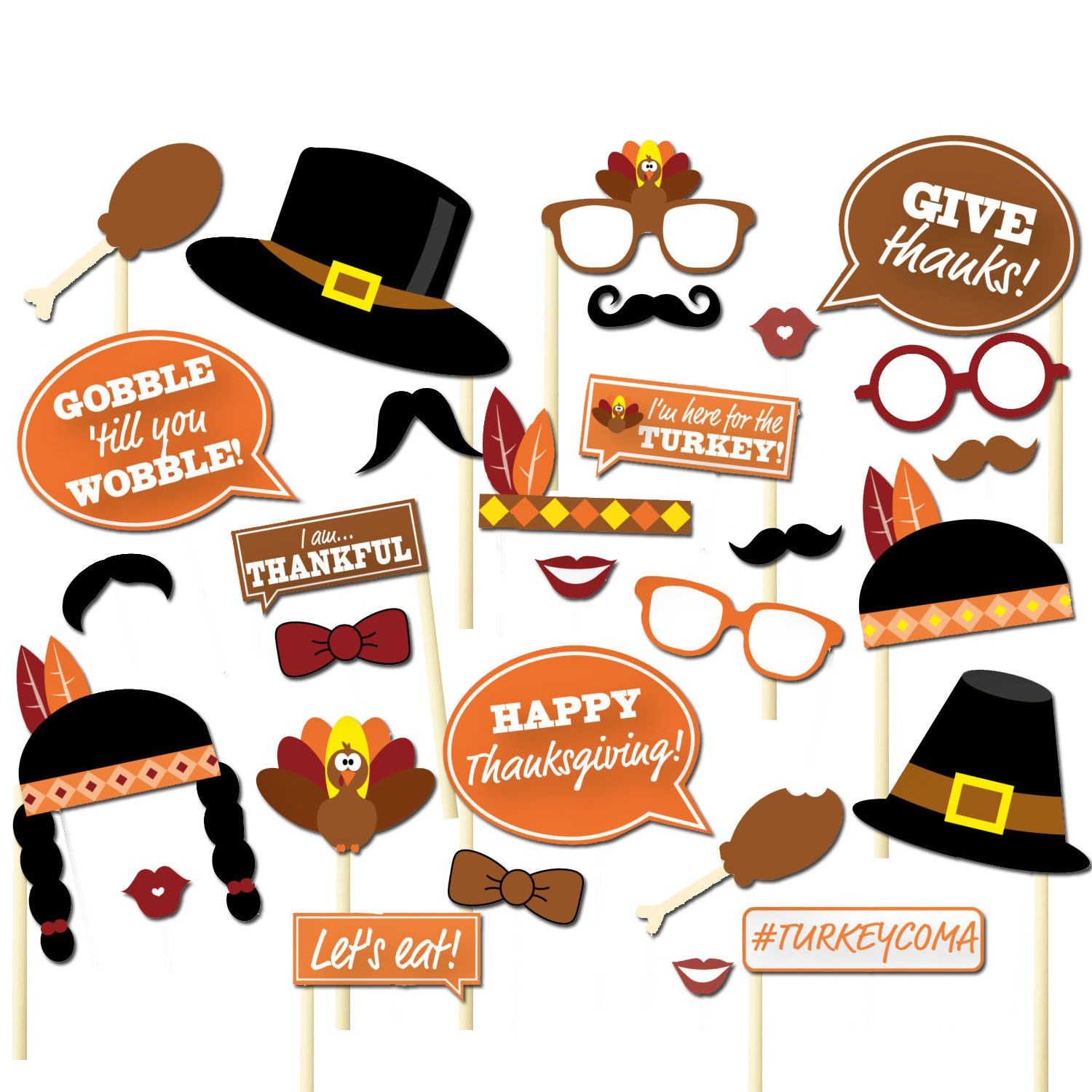 Details About 29Pcs Thanksgiving Day Party Supplies Decorations - Free Printable Thanksgiving Photo Props