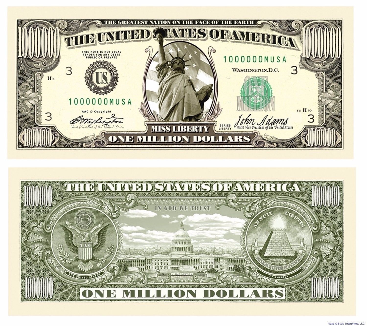 Details About 50 Traditional Million Dollar Bills Fun Novelty 