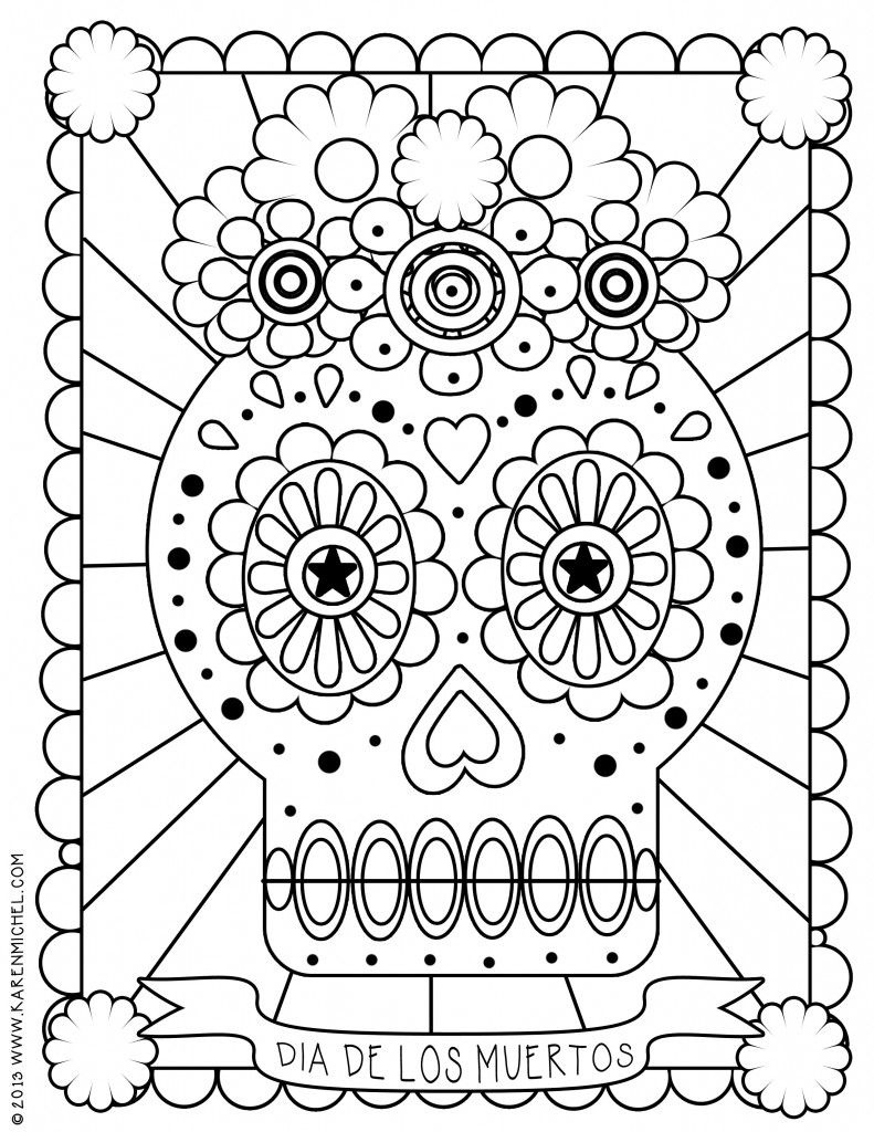 Dia De Los Muertos Coloring Page | Printable Coloring Pages | Doodle - Free Printable Day Of The Dead Worksheets