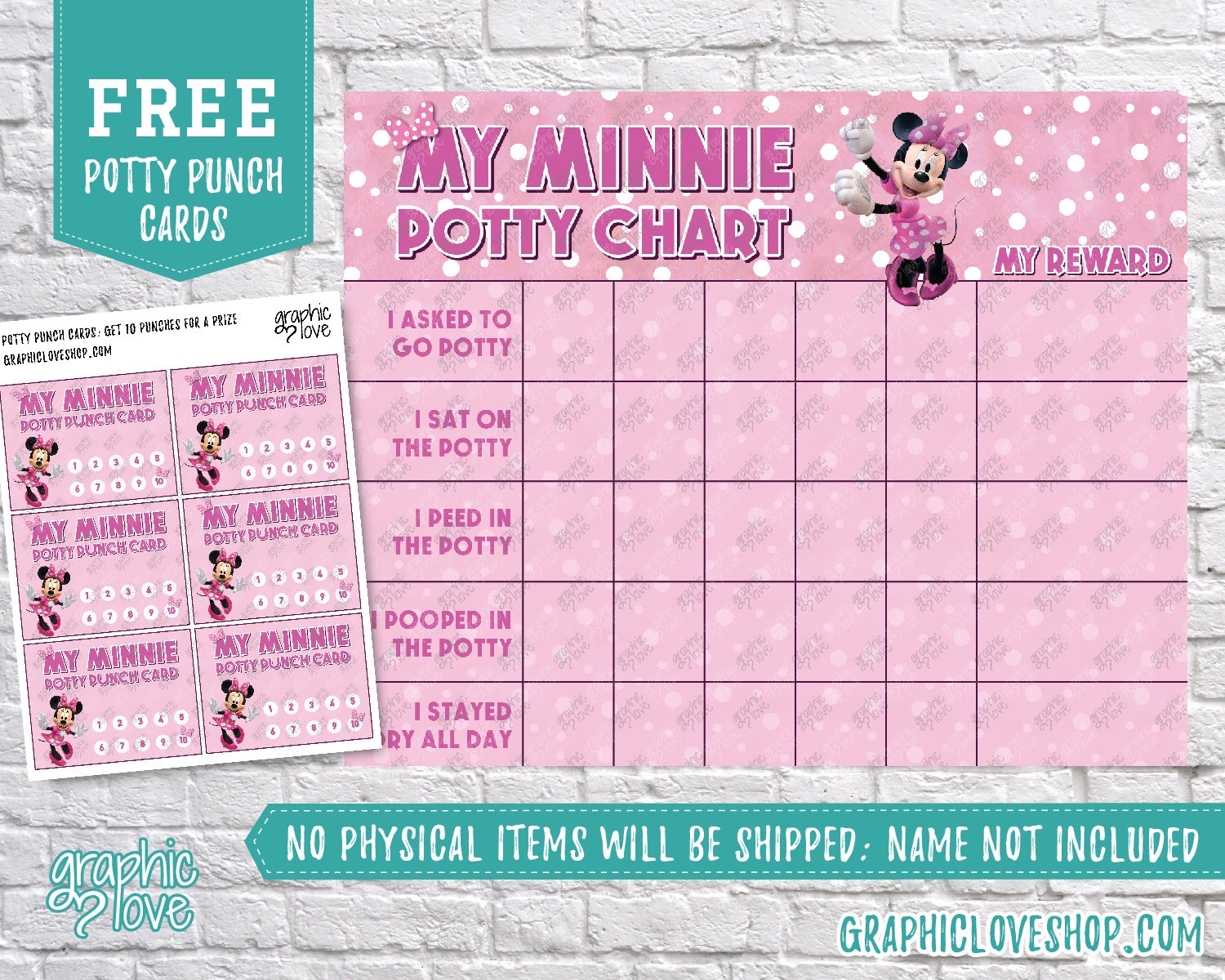 Digital Pink Minnie Mouse Potty Training Chart Free Punch | Etsy - Free Printable Minnie Mouse Potty Training Chart