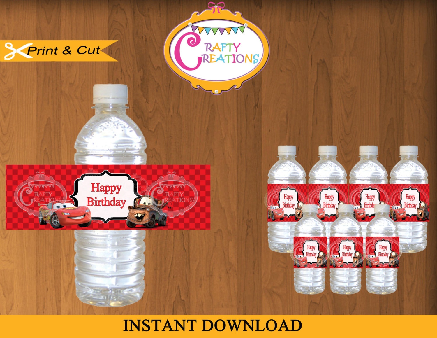 Disney Cars Water Bottle Labels Printable Disney Cars | Etsy - Free Printable Disney Cars Water Bottle Labels