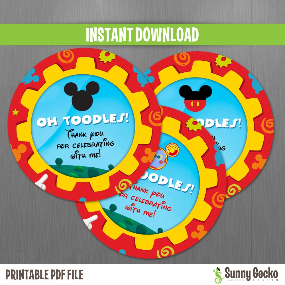 Disney Mickey Mouse Clubhouse Toodles Birthday Favor Tags - Instant - Free Printable Mickey Mouse Favor Tags