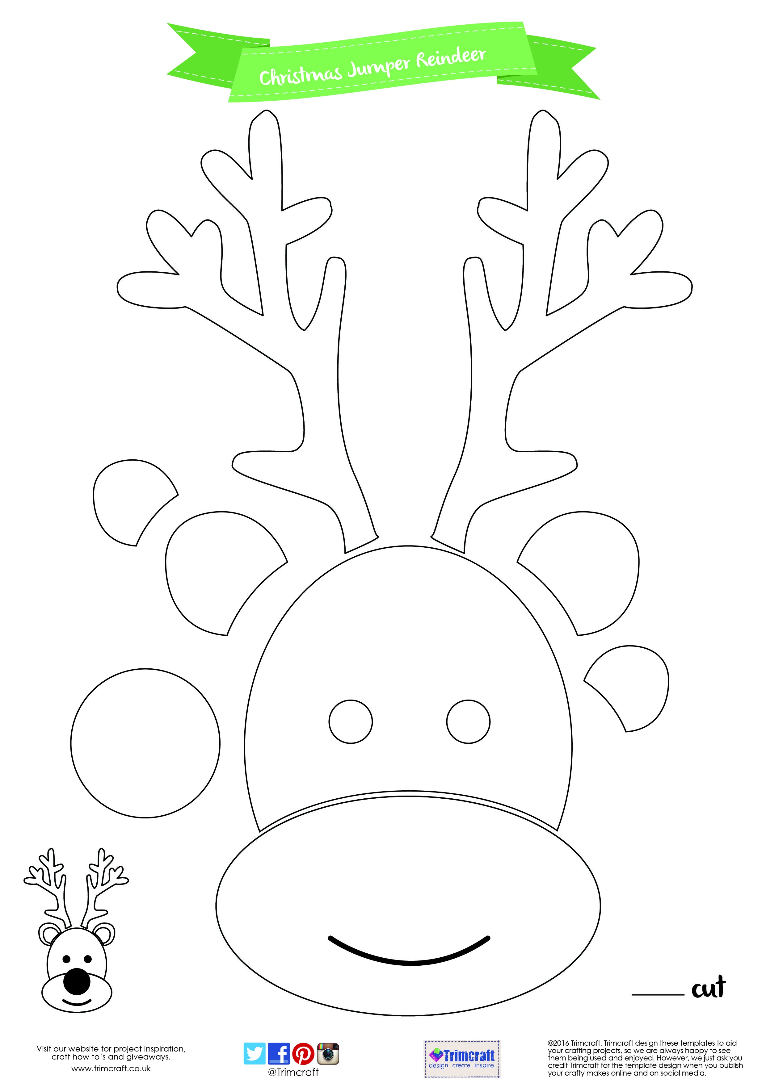 Diy Christmas Jumper Tutorial With Free Printable Template | Cut - Reindeer Antlers Template Free Printable